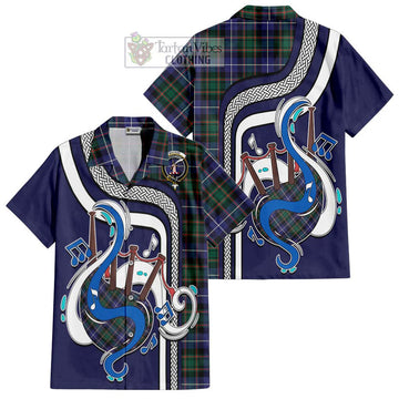 MacRae Hunting Modern Tartan Short Sleeve Button Shirt with Epic Bagpipe Style