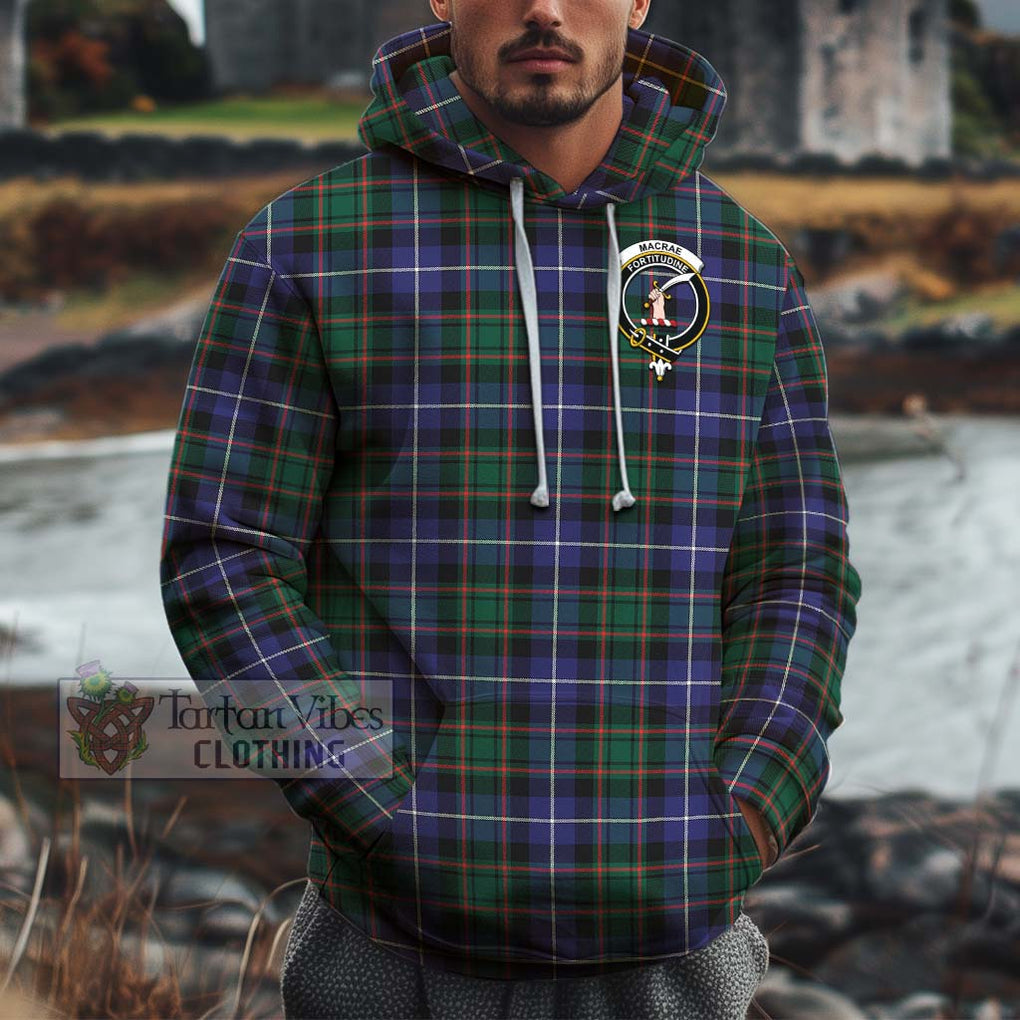 MacRae Hunting Modern Tartan Cotton Hoodie with Family Crest Pullover Hoodie XS - Tartan Vibes Clothing