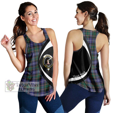 MacRae Hunting Modern Tartan Women's Racerback Tanks with Family Crest Circle Style