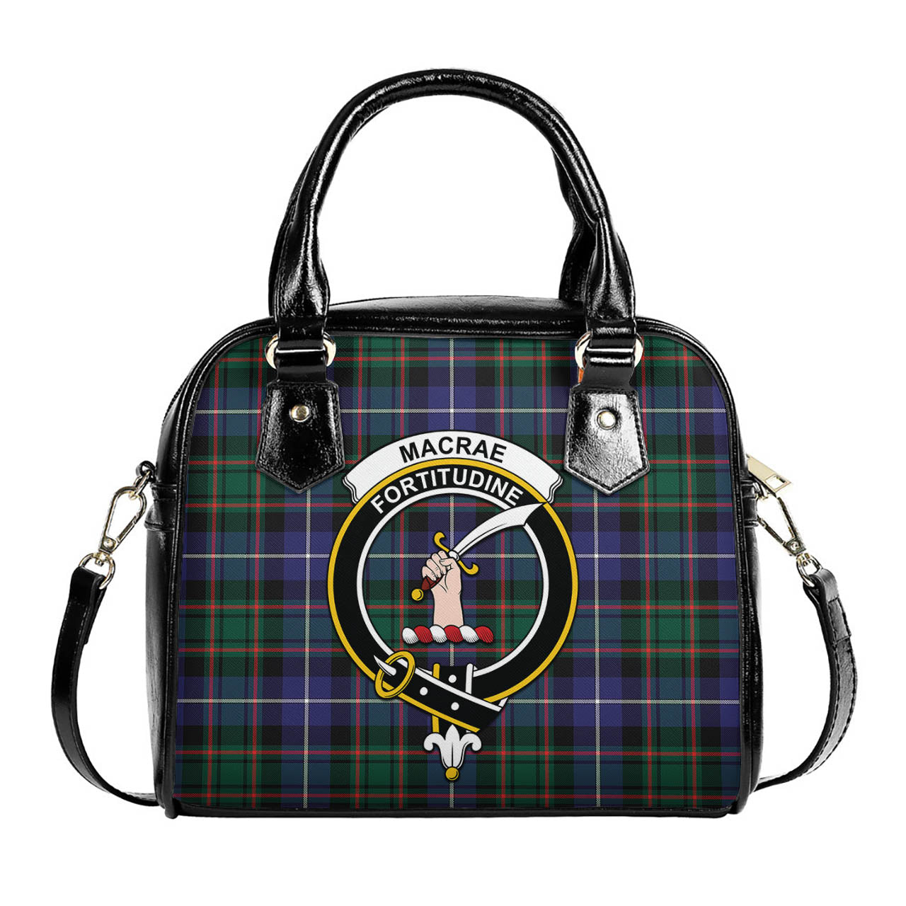 MacRae Hunting Modern Tartan Shoulder Handbags with Family Crest One Size 6*25*22 cm - Tartanvibesclothing