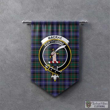 MacRae Hunting Modern Tartan Gonfalon, Tartan Banner with Family Crest