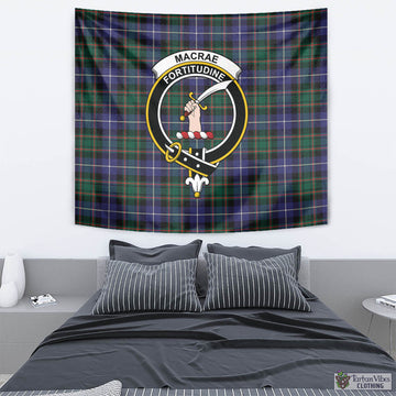 MacRae Hunting Modern Tartan Tapestry Wall Hanging and Home Decor for Room with Family Crest