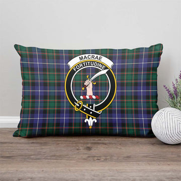 MacRae Hunting Modern Tartan Pillow Cover with Family Crest