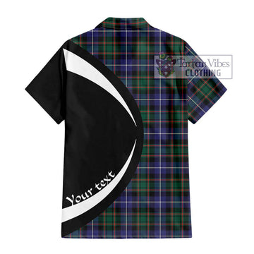 MacRae Hunting Modern Tartan Short Sleeve Button Up with Family Crest Circle Style