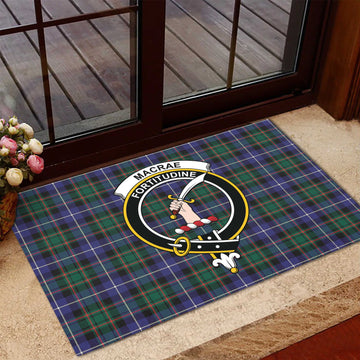 MacRae Hunting Modern Tartan Door Mat with Family Crest