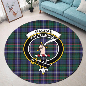 MacRae Hunting Modern Tartan Round Rug with Family Crest