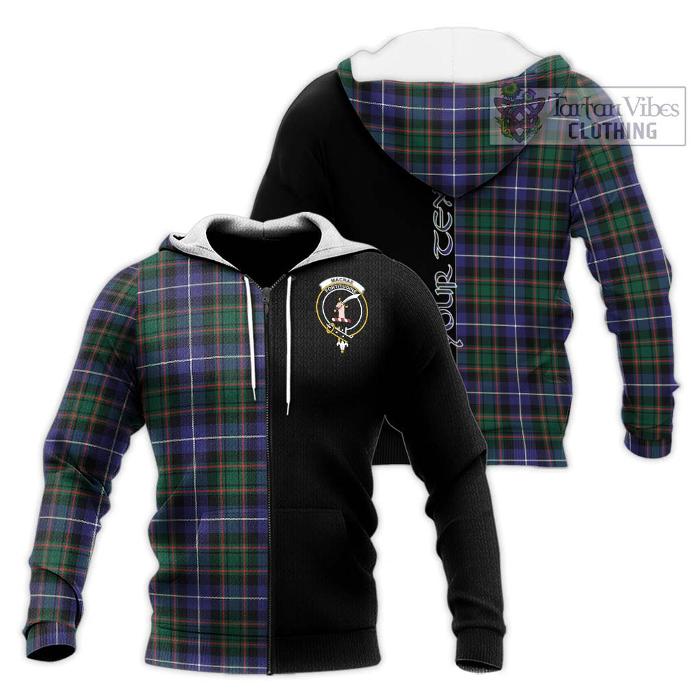 MacRae Hunting Modern Tartan Knitted Hoodie with Family Crest and Half Of Me Style Unisex Knitted Zip Hoodie - Tartanvibesclothing Shop