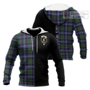 MacRae Hunting Modern Tartan Knitted Hoodie with Family Crest and Half Of Me Style