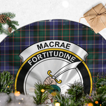 MacRae Hunting Modern Tartan Christmas Tree Skirt with Family Crest