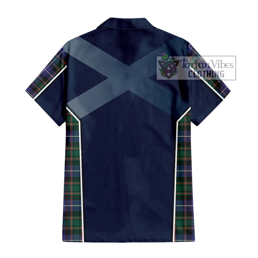 MacRae Hunting Modern Tartan Short Sleeve Button Shirt with Family Crest and Lion Rampant Vibes Sport Style - Tartan Vibes Clothing