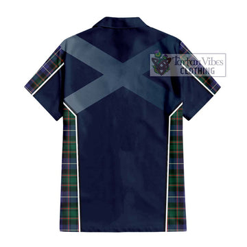 MacRae Hunting Modern Tartan Short Sleeve Button Shirt with Family Crest and Lion Rampant Vibes Sport Style