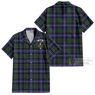 MacRae Hunting Modern Tartan Cotton Hawaiian Shirt with Family Crest