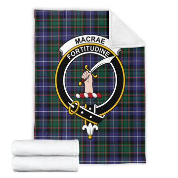 MacRae Hunting Modern Tartan Blanket with Family Crest