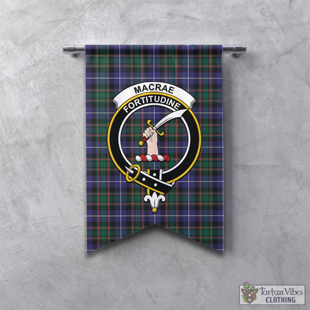 Tartan Vibes Clothing MacRae Hunting Modern Tartan Gonfalon, Tartan Banner with Family Crest