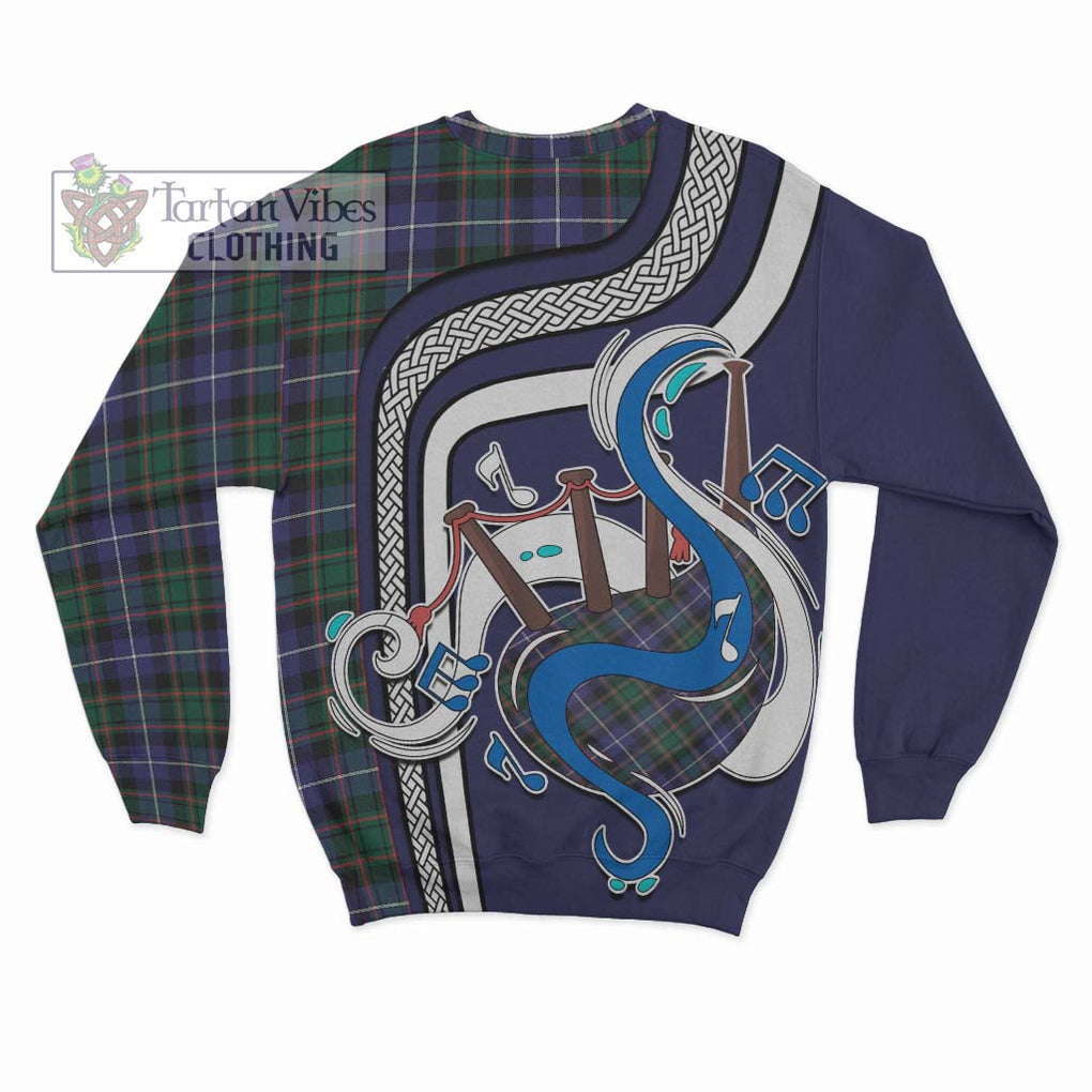 Tartan Vibes Clothing MacRae Hunting Modern Tartan Sweatshirt with Epic Bagpipe Style