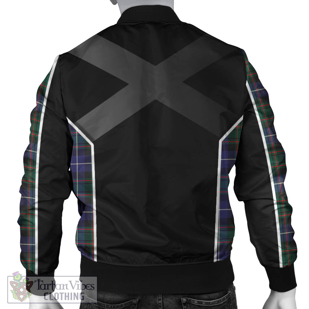 Tartan Vibes Clothing MacRae Hunting Modern Tartan Bomber Jacket with Family Crest and Scottish Thistle Vibes Sport Style