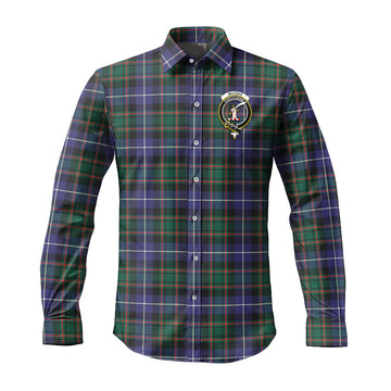 MacRae Hunting Modern Tartan Long Sleeve Button Up Shirt with Family Crest