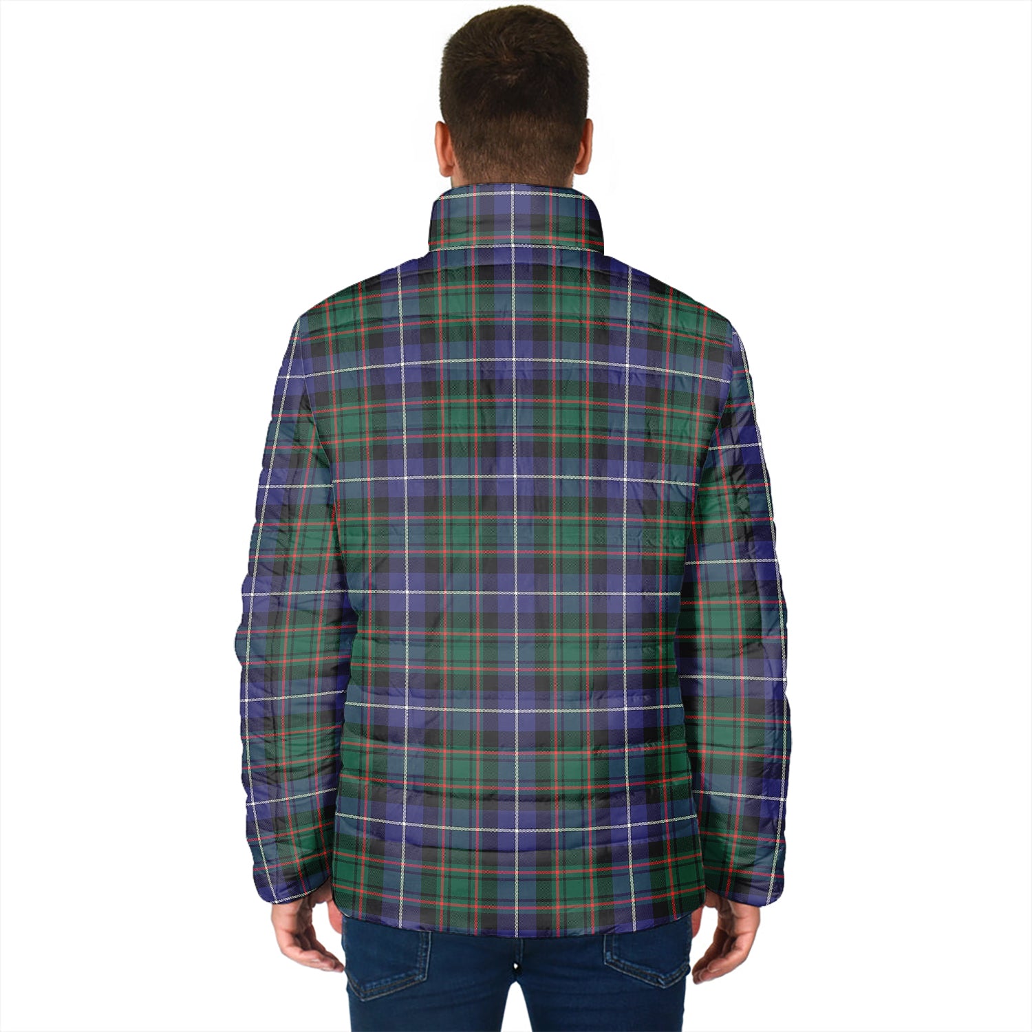 MacRae Hunting Modern Tartan Padded Jacket with Family Crest - Tartan Vibes Clothing