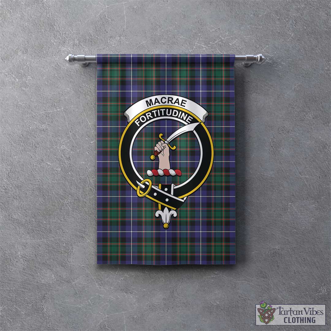 Tartan Vibes Clothing MacRae Hunting Modern Tartan Gonfalon, Tartan Banner with Family Crest