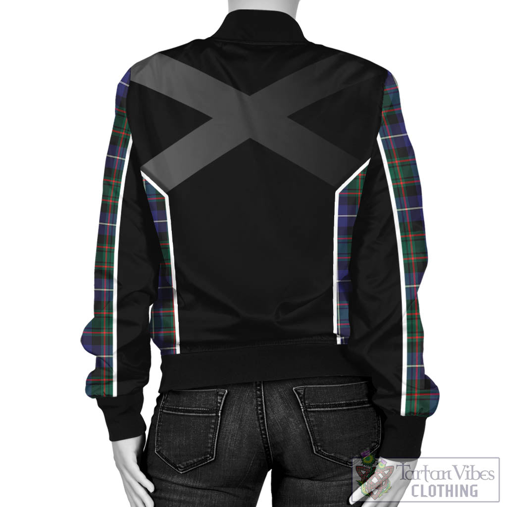 Tartan Vibes Clothing MacRae Hunting Modern Tartan Bomber Jacket with Family Crest and Scottish Thistle Vibes Sport Style