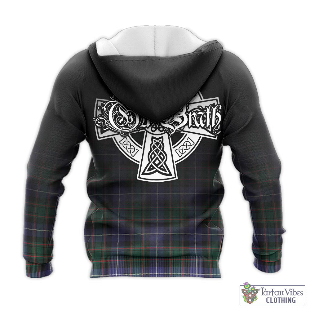 Tartan Vibes Clothing MacRae Hunting Modern Tartan Knitted Hoodie Featuring Alba Gu Brath Family Crest Celtic Inspired