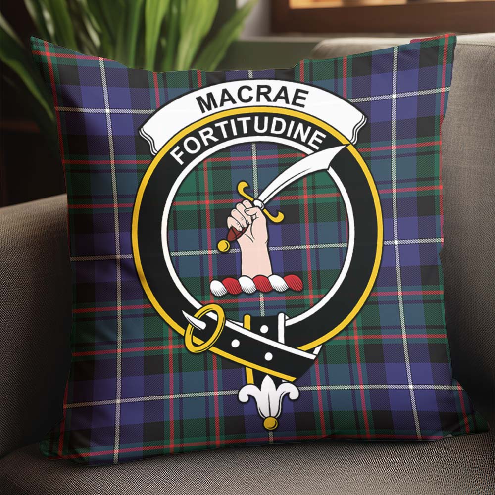 MacRae Hunting Modern Tartan Pillow Cover with Family Crest - Tartanvibesclothing