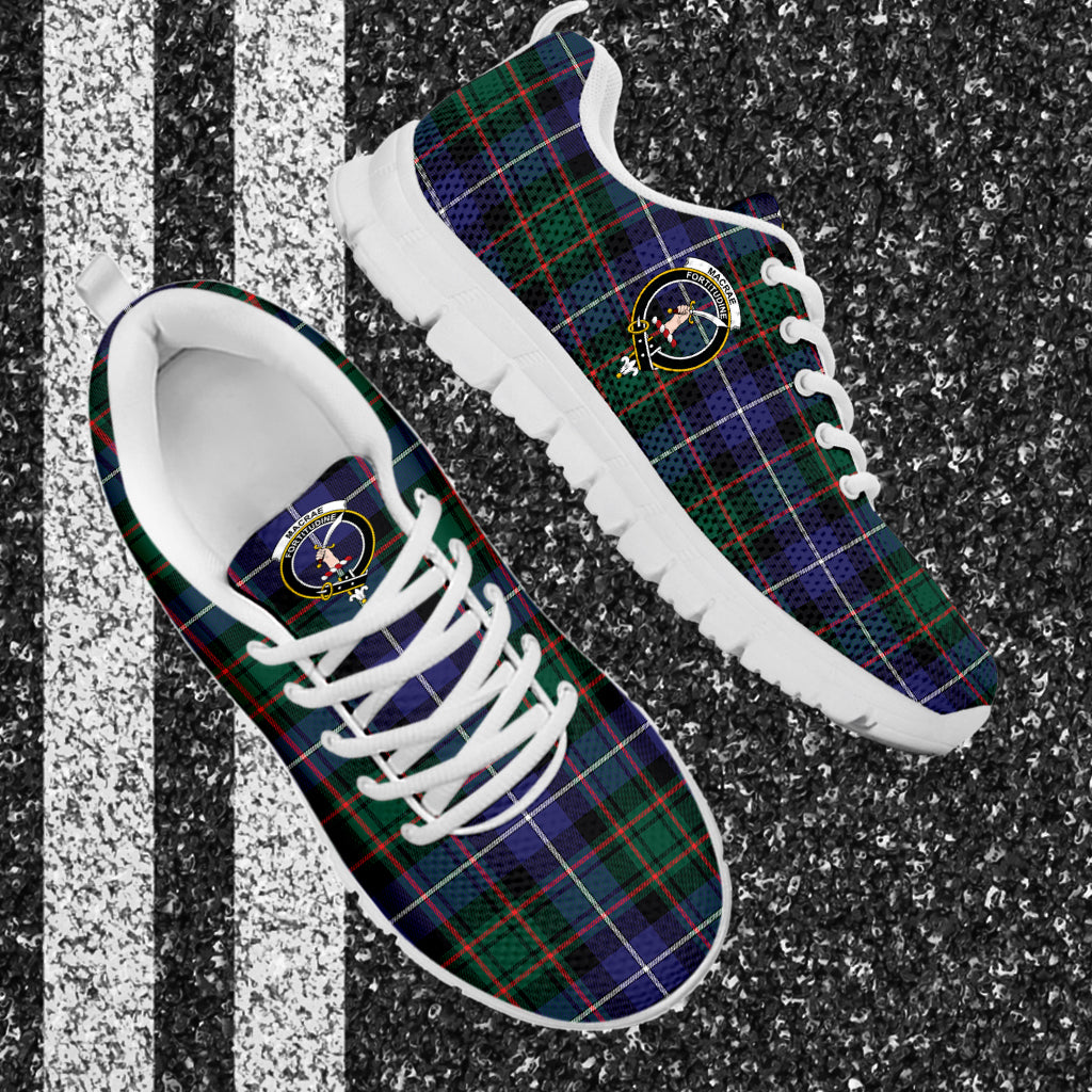 MacRae Hunting Modern Tartan Sneakers with Family Crest - Tartan Vibes Clothing