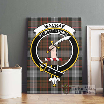 MacRae Hunting Weathered Tartan Canvas Print Wall Art with Family Crest