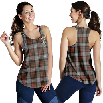 MacRae Hunting Weathered Tartan Women Racerback Tanks with Family Crest