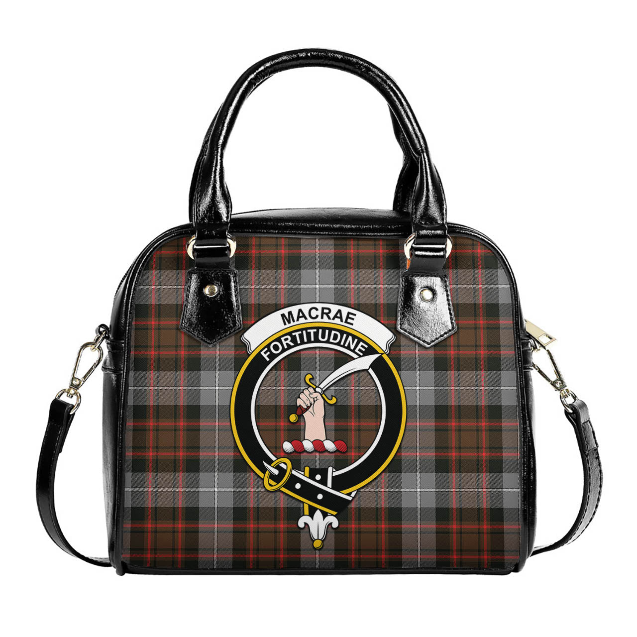 MacRae Hunting Weathered Tartan Shoulder Handbags with Family Crest One Size 6*25*22 cm - Tartanvibesclothing