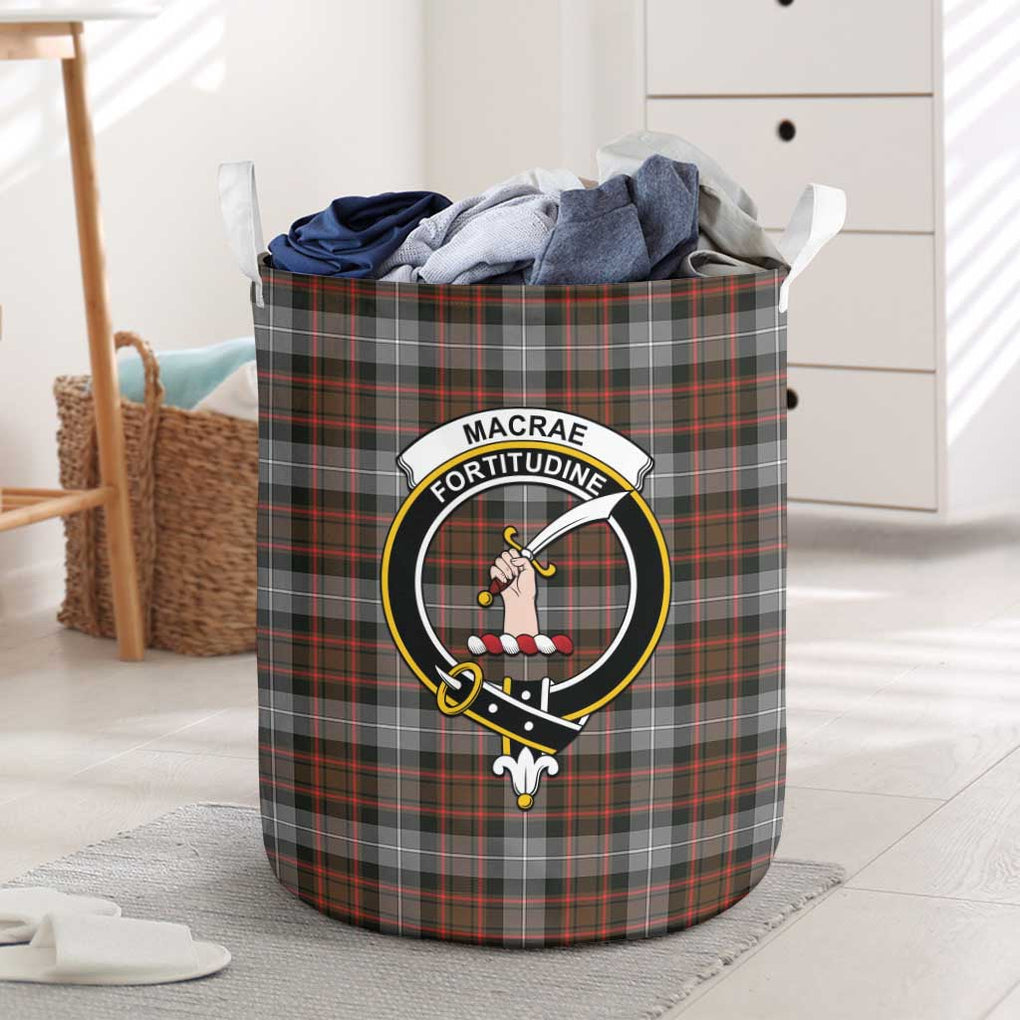 MacRae Hunting Weathered Tartan Laundry Basket with Family Crest One Size - Tartanvibesclothing Shop