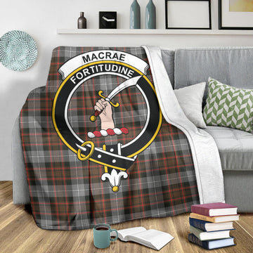 MacRae Hunting Weathered Tartan Blanket with Family Crest