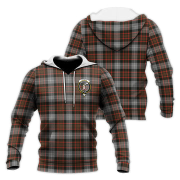 MacRae Hunting Weathered Tartan Knitted Hoodie with Family Crest