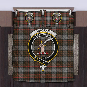 MacRae Hunting Weathered Tartan Quilt Bed Set with Family Crest