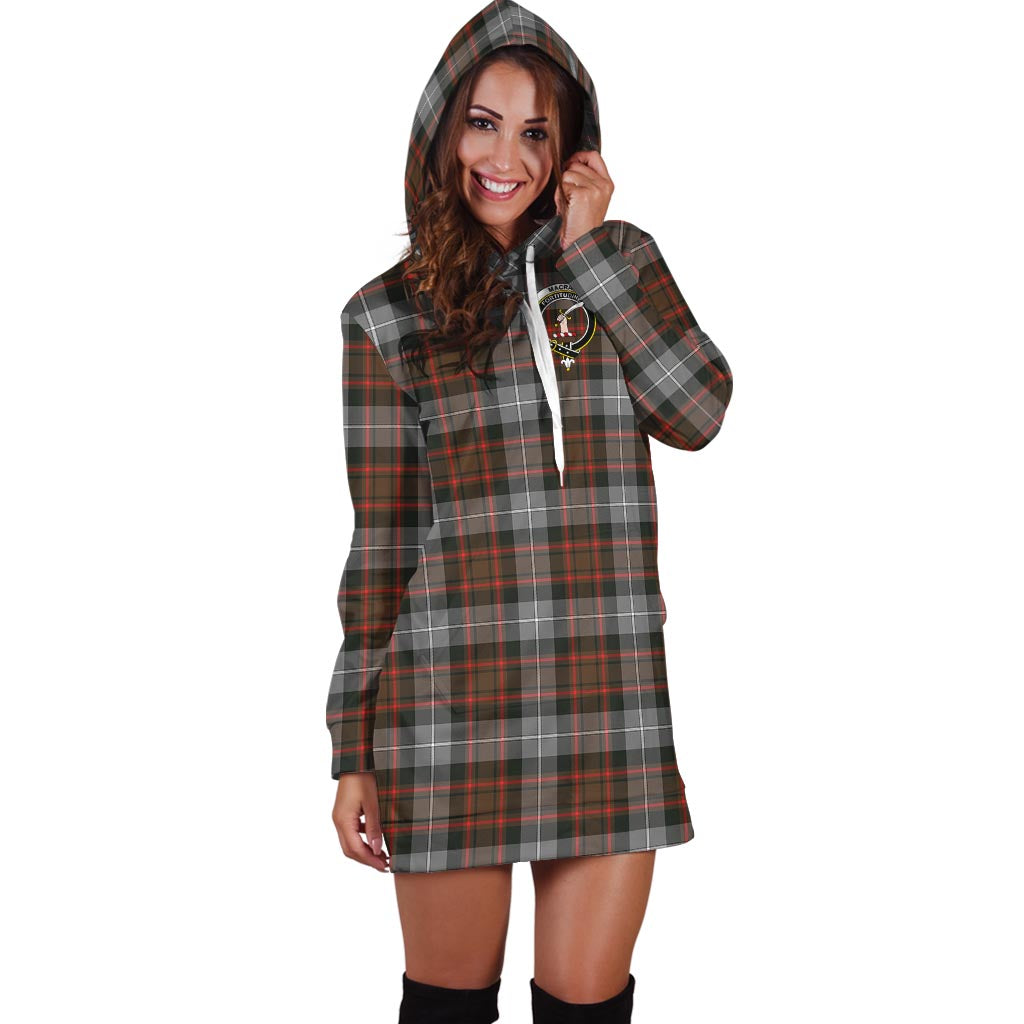 MacRae Hunting Weathered Tartan Hoodie Dress with Family Crest - Tartan Vibes Clothing