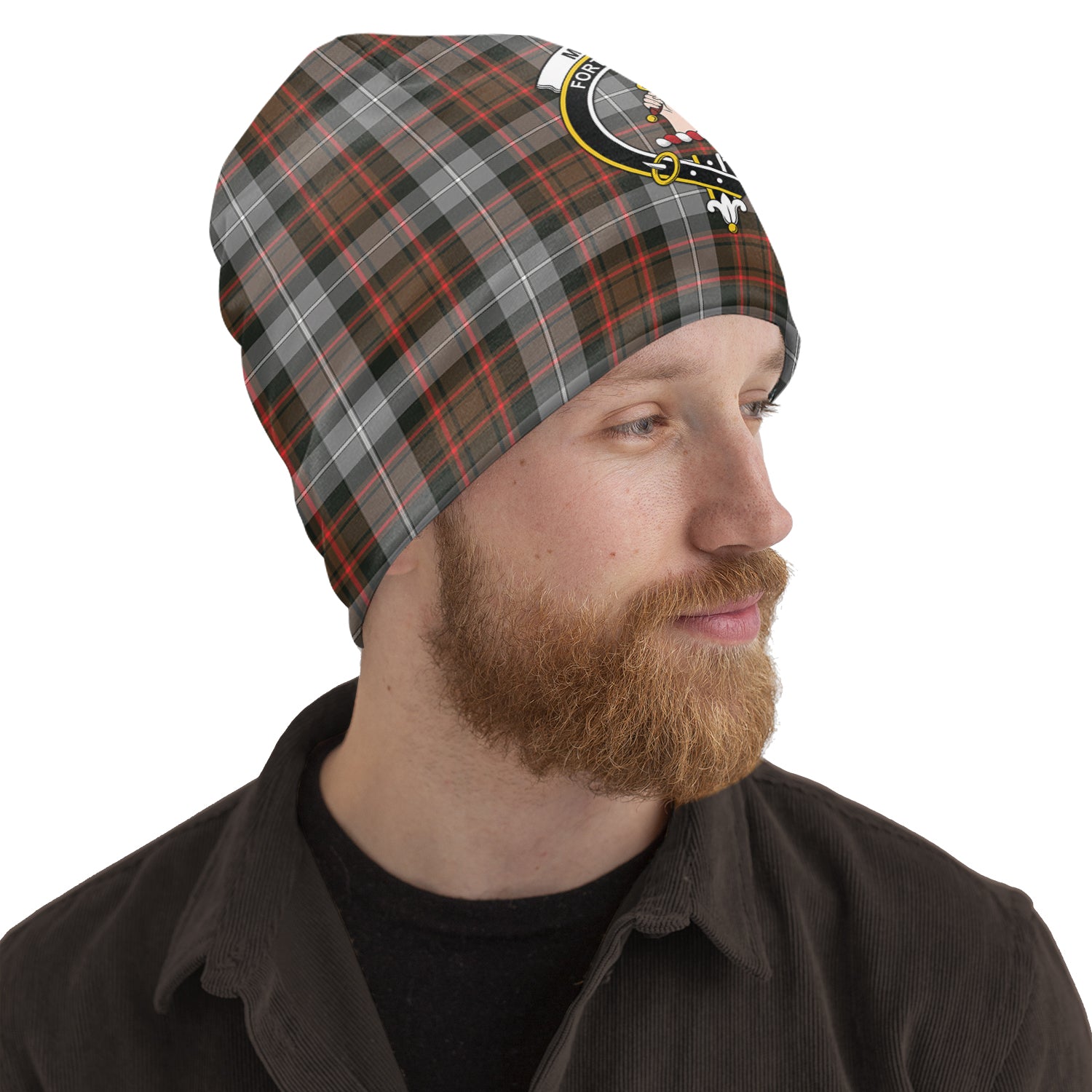 MacRae Hunting Weathered Tartan Beanies Hat with Family Crest One Size 10.5*10.2 inches - Tartan Vibes Clothing