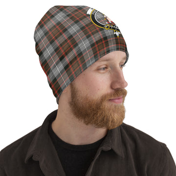 MacRae Hunting Weathered Tartan Beanies Hat with Family Crest