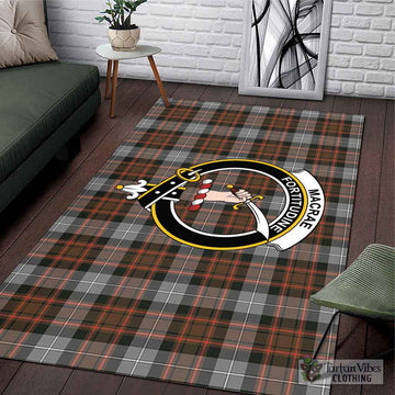 MacRae Hunting Weathered Tartan Area Rug with Family Crest