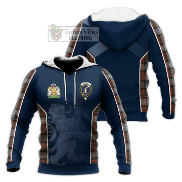 MacRae Hunting Weathered Tartan Knitted Hoodie with Family Crest and Lion Rampant Vibes Sport Style