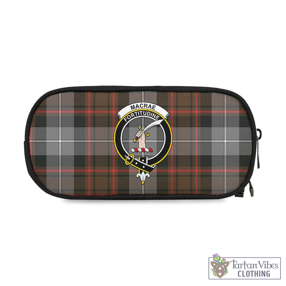 Tartan Vibes Clothing MacRae Hunting Weathered Tartan Pen and Pencil Case with Family Crest