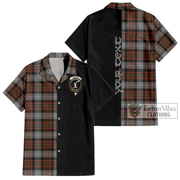 MacRae Hunting Weathered Tartan Short Sleeve Button Shirt with Family Crest and Half Of Me Style