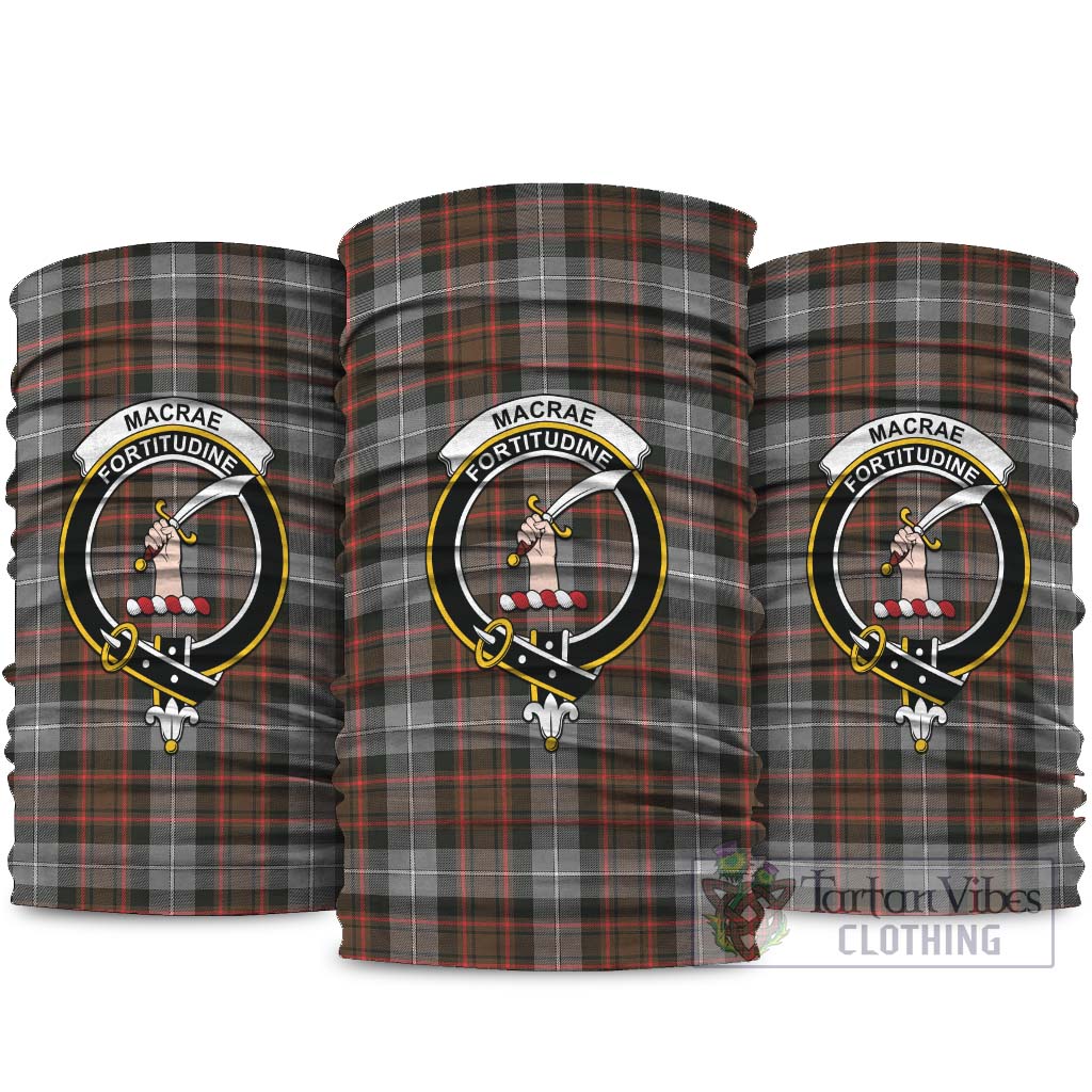 MacRae Hunting Weathered Tartan Neck Gaiters, Tartan Bandanas, Tartan Head Band with Family Crest