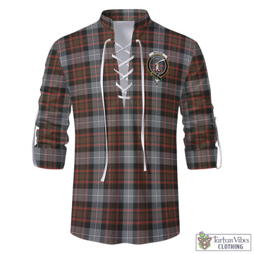 MacRae Hunting Weathered Tartan Men's Scottish Traditional Jacobite Ghillie Kilt Shirt with Family Crest