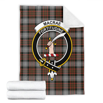 MacRae Hunting Weathered Tartan Blanket with Family Crest