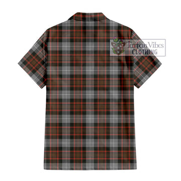 MacRae Hunting Weathered Tartan Short Sleeve Button Shirt with Family Crest DNA In Me Style