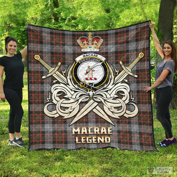 MacRae Hunting Weathered Tartan Quilt with Clan Crest and the Golden Sword of Courageous Legacy