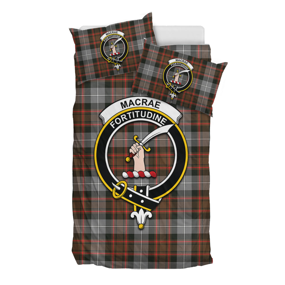 MacRae Hunting Weathered Tartan Bedding Set with Family Crest - Tartan Vibes Clothing