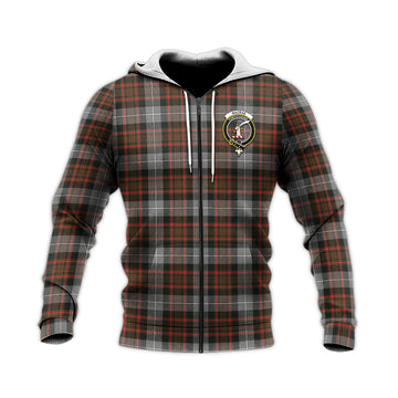 MacRae Hunting Weathered Tartan Knitted Hoodie with Family Crest