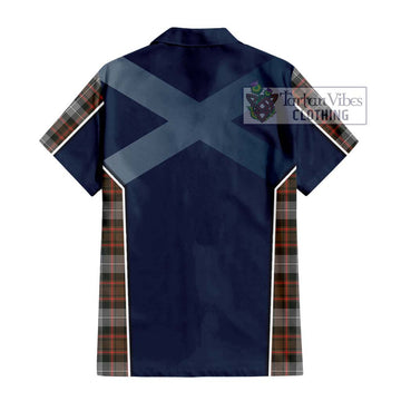 MacRae Hunting Weathered Tartan Short Sleeve Button Shirt with Family Crest and Lion Rampant Vibes Sport Style