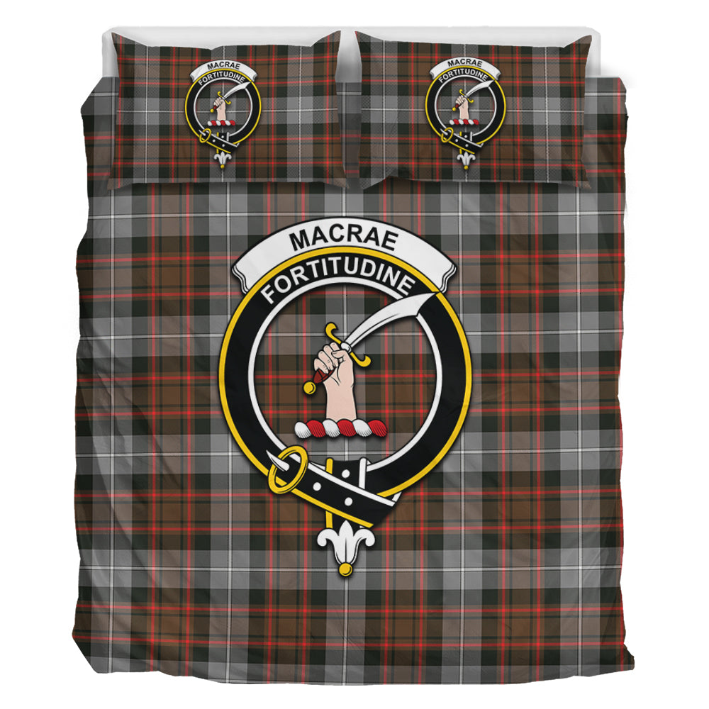 MacRae Hunting Weathered Tartan Bedding Set with Family Crest - Tartan Vibes Clothing